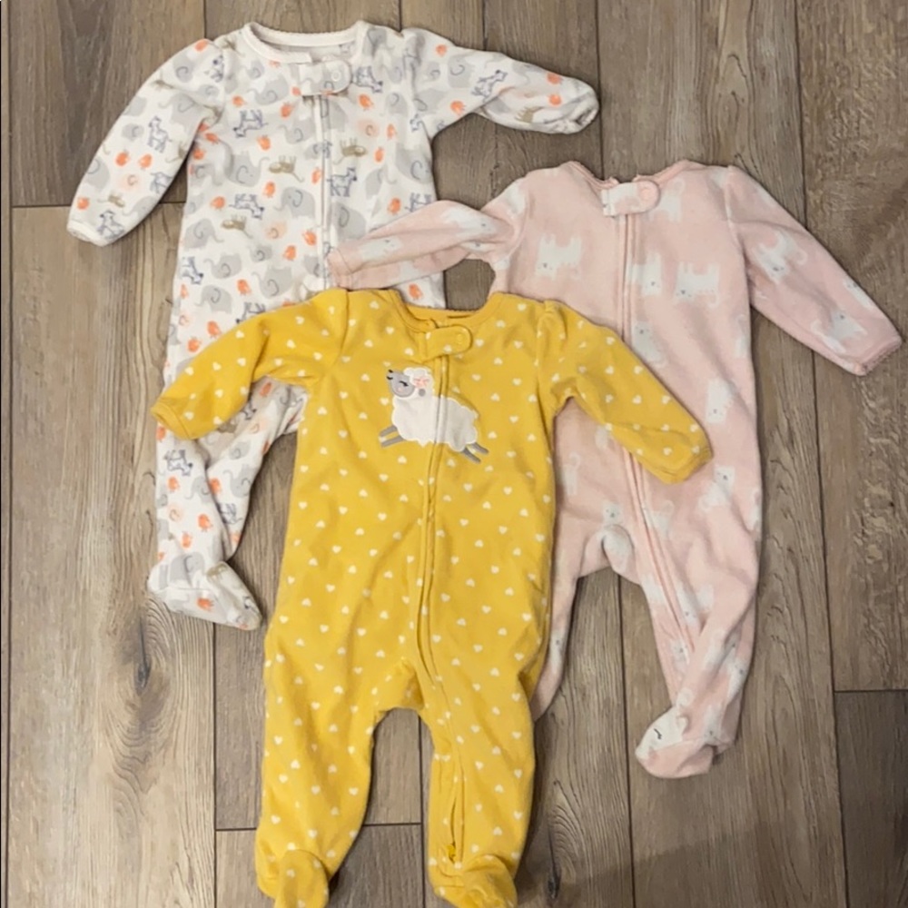 3 Carter’s 3-6 month size zipper sleepers.